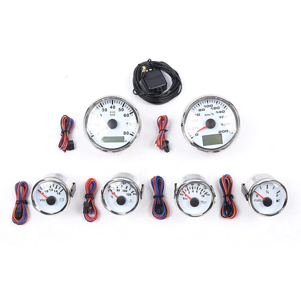 Fit Car Marine Boat Truck Yacht Waterproof Universal 6 Gauge Kit GPS Speedometer - Image 2 of 4