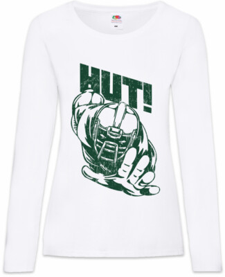American Football Hut! Damen Langarm T-Shirt Player Passion Addiction Helmet
