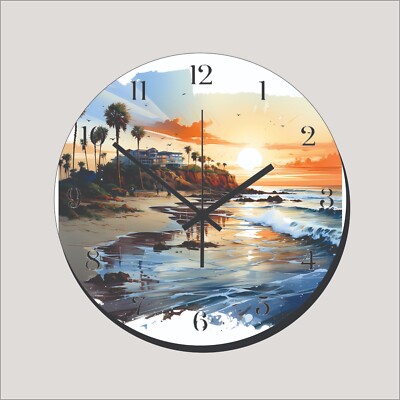 Hawaii Sandy Beaches Palm Trees Ocean View Art Wall Hanging Wall Clock art