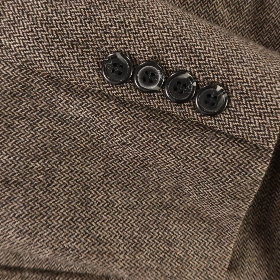 Chaqueta De Colección Tweed M Beige Negro Espiga 100% Lana Lana Lana de Cordero Bolsillos 42S Foto 4 de 4