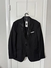 WANGYUE Suits for Men Size Large Black 3 Pieces Tuxedo Notch Lapel