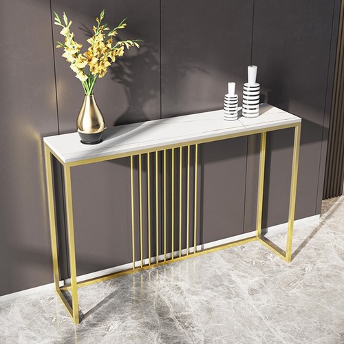 Super Sturdy Marble Top Console Table Hallway Table Corridor Narrow Bar Tables - Picture 17 of 18