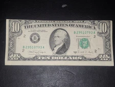 $10 1988 Federal Reserve Note New York lightly circulated MASSIVE MISPRINT LOOK