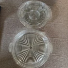 2 Vintage Anchor Hocking Manhattan Depression Glass Relish Serving Trays 14” 13”