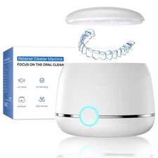 Ultrasonic Retainer Cleaner, 45kHz Denture Cleaner Machine, 5min and 10min Mo...