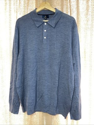 Brooks Brothers Extra Fine Merino Wool Pullover Henley Sweater Men s XXL Blue