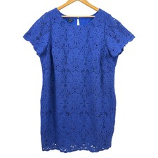 Talbots Crochet Lace Shift Dress Royal Blue 20WP Scalloped Hem Cocktail Casual