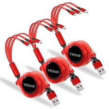 3 Pack 3 in 1 Multi USB Retractable Fast Charger Cable,Multiple Charging Cord...