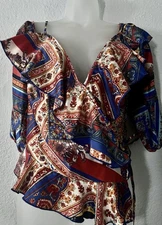 Venus Women Tie Wrapped Top Blouse Size 8 Cold Shoulder