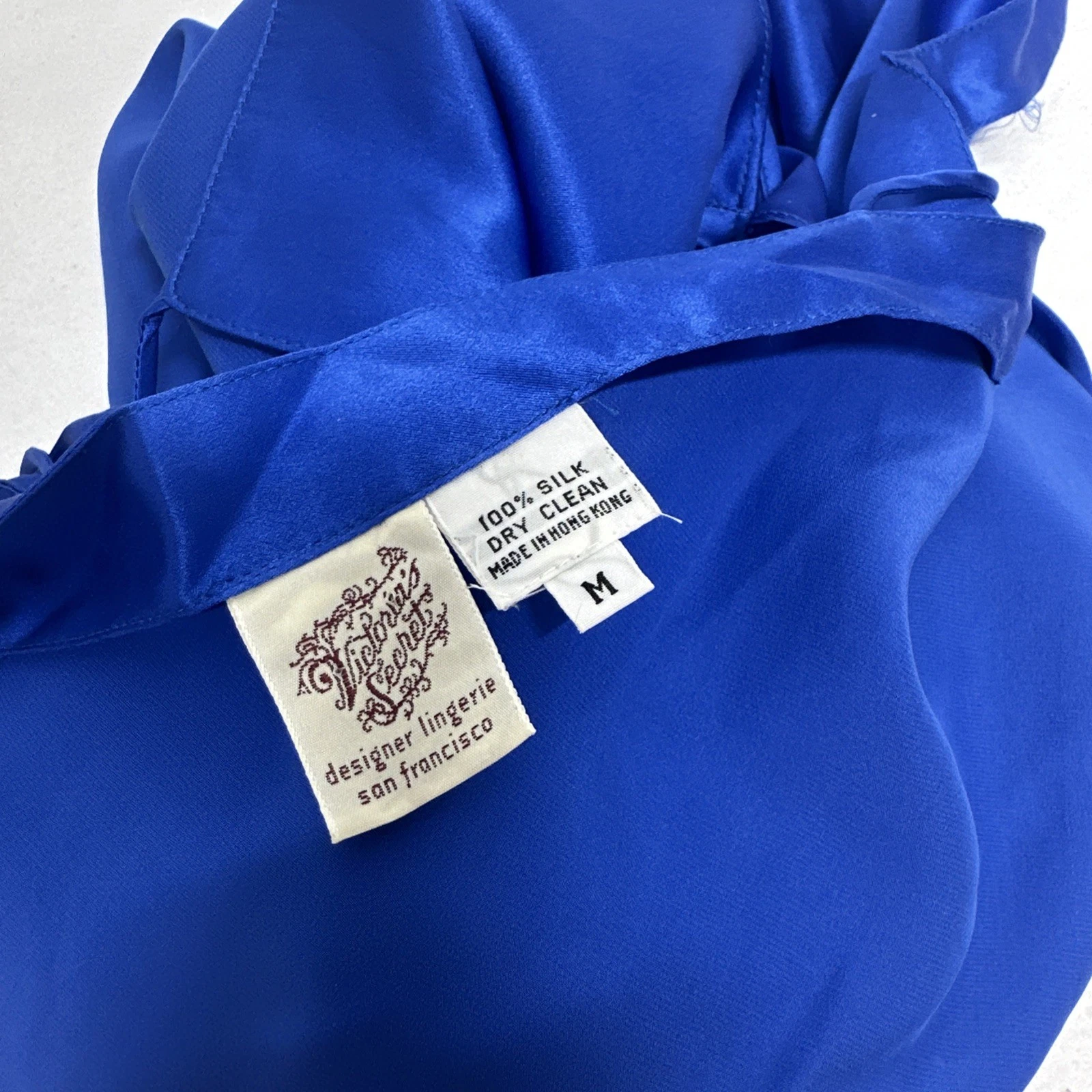 UNDERCOVER Victorias Secret abito slip seta babydoll senza maniche blu vintage 1977 M Medium