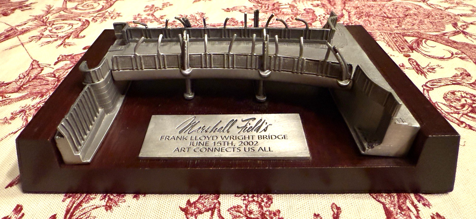 Rare Marshall Field Plaque to commemorate Opening of Frank Lloyd Wright bridge