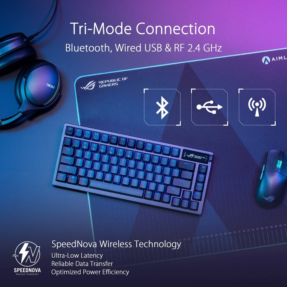 ASUS ROG Azoth - Kabellose Gaming Tastatur mit OLED-Display und PBT-Tastenkappen - Bild 3 von 4