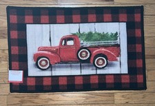 Christmas Doormat 17  x 27  Slip Resistant Classic Red Truck Machine Washable
