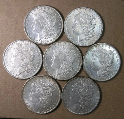 $1 Morgan Silver Dollars 1878-1880 All Diff AU Or Better 7-COIN LOT * AvenueCoin