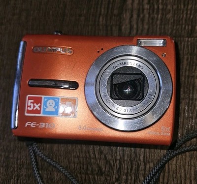 Olympus FE-310 Orange, Busted LCD Screen, Parts Only