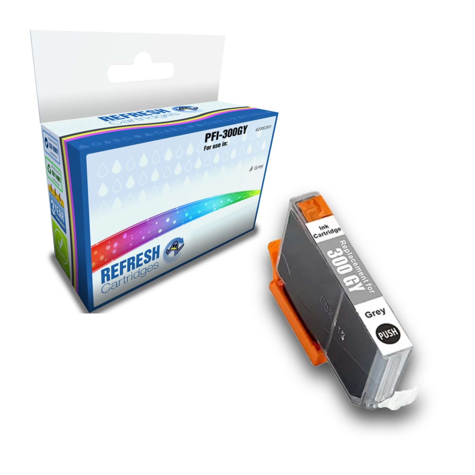 Refresh Cartridges Grey PFI-300GY Ink Compatible With Canon Printers