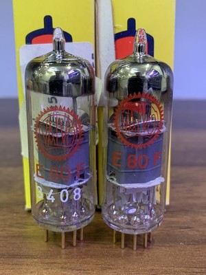 2 x E80F/ 6084 Valvo Label, 0 Getter,   Code - NOS, NIB - Match Pair