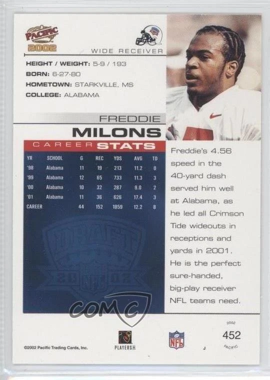 2002 Pacific Freddie Milons #452 Rookie RC - Image 2 of 2