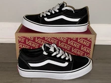 NEW Vans Kid's Youth Size 3 Ward Suede / Canvas Sneakers Shoes Black / White