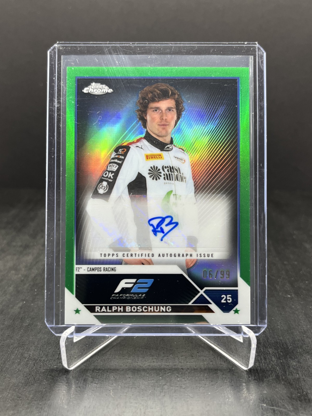 2023 Topps Chrome F1 Ralph Boschung Autograph Auto Green Refractor 06/99 #CAC-RB