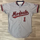 1970s MODESTO CALIFORNIA GAME USED WORN BASEBALL JERSEY WILSON VINTAGE RED