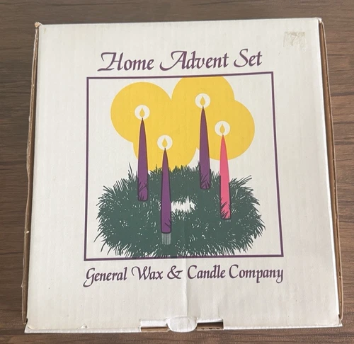 Advent Wreath And Candles Set Large 10”Brass Ring 3 Purple 1 Pink 10" x 7/8" NEW - product listing photo