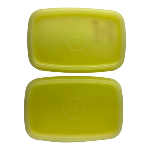 Vintage Tupperware Yellow Shelf Saver Storage Containers W/Lids 1243-4 Set Of 2 - Picture 7 of 17
