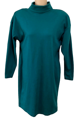 Vintage Fads Dark Aqua Green Turtleneck L/S Cotton Dress Size Large Shoulder Pad | eBay Vintage Fads Dark Aqua Green Turtleneck L/S Cotton Dress Size Large Shoulder Pad | eBay