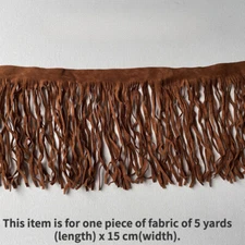 Faux Leather Suede Fringe Tassel Trim Fabric Craft DIY Sewing Brown 5 Yards