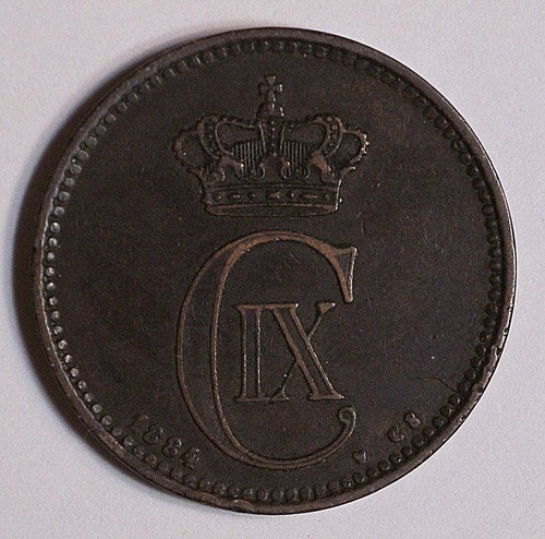 1884 CS Denmark 5 Ore coin KM-794.1 #15678