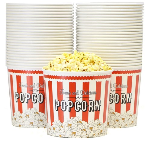 Paragon Large Disposable Popcron Buckets - Red/White (85 oz) Case of 50 - Picture 2 of 6
