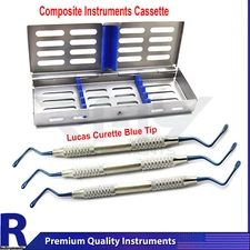 Lucas Bone Curette Blue Tip Periodontal Extraction Dental Instruments Cassette