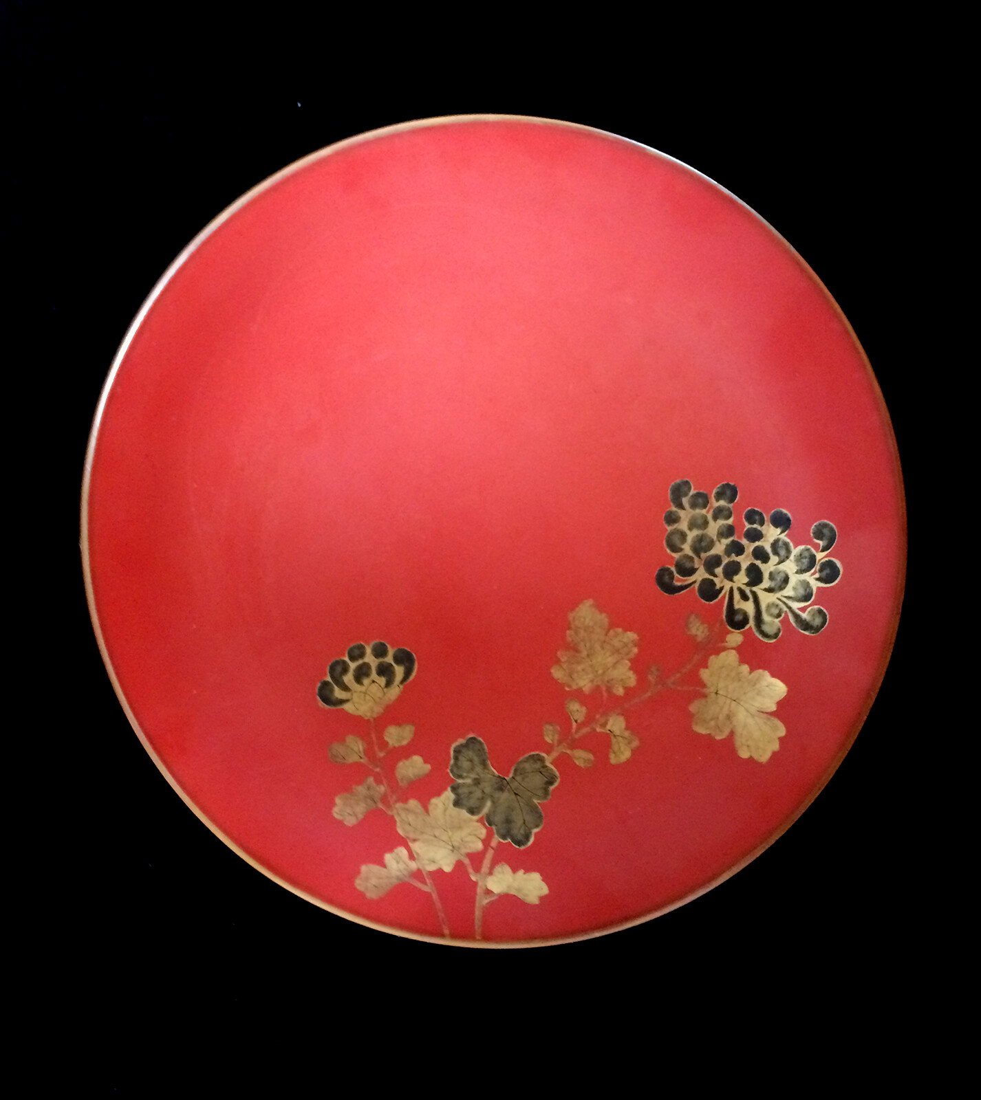 Japanese red lacquered wood plate and bowl set. Hand painted with gilt. A3041 eBay