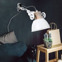 Wandlampe Wandleuchte Leselampe Holz Industriell Wohnzimmerleuchte Verstellbar