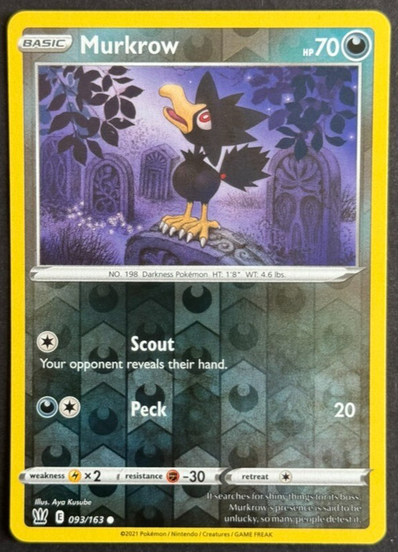 Pokemon Card TCG - Murkrow - Battle Styles - 93/163 - Reverse Holo Common