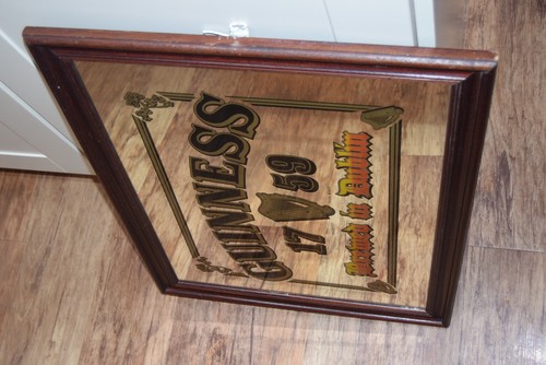 Stunning Vintage Guinness Mirror In Wooden Frame Brewed In Dublin 1759 Framed - Picture 6 of 9