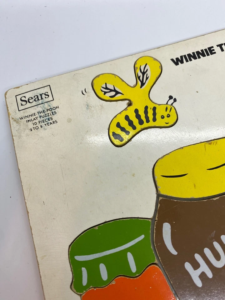 PUZZLE DE MADERA SEARS VINTAGE AÑOS 70 - BANDEJA DE MADERA WINNIE THE POOH & HUNNY POT DISNEY Foto 3 de 4