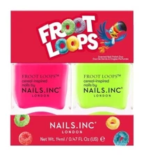 NAILS.INC Froot Loops Scented Nail Polish Pink/Green Duo, Sweet & Fruity Aroma