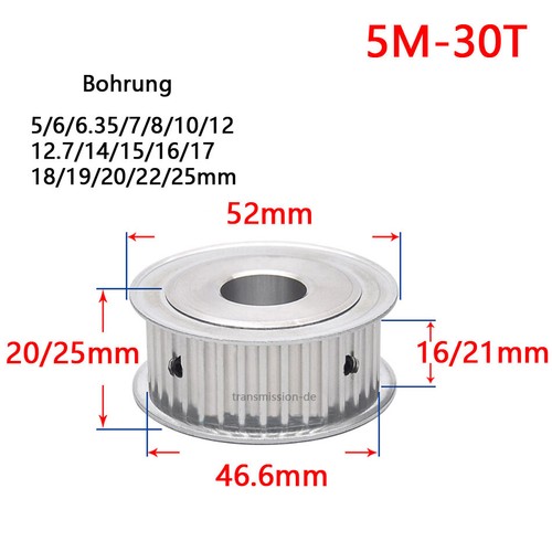 5M Riemenscheibe 10-100 Zähne Zahnrad Kein Schritt für 20mm Breite Zahnriemen - Picture 14 of 27
