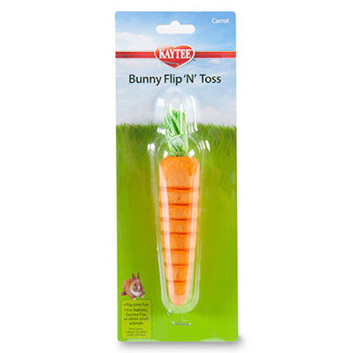 Kaytee Bunny Flip N Toss Carrot Super Pet Rabbit Chew Toy Wood