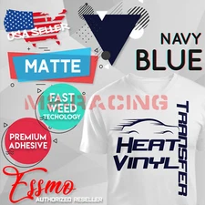 Navy Blue Matte Solid Heat Transfer Vinyl HTV T-Shirt 20" Iron Heat Press DP24