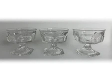 Vintage Set of 3 Clear Glass Footed Sherbet Ice Cream Pudding Cup Bowl Dish 3”