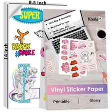 Lot 20-100PK KOALA Printable Vinyl Sticker Paper Waterproof 8.5x14 Glossy White