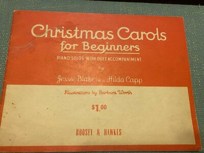 Christmas Carols for Beginners Jessie Blake & Hilda Capp Vintage Piano Music