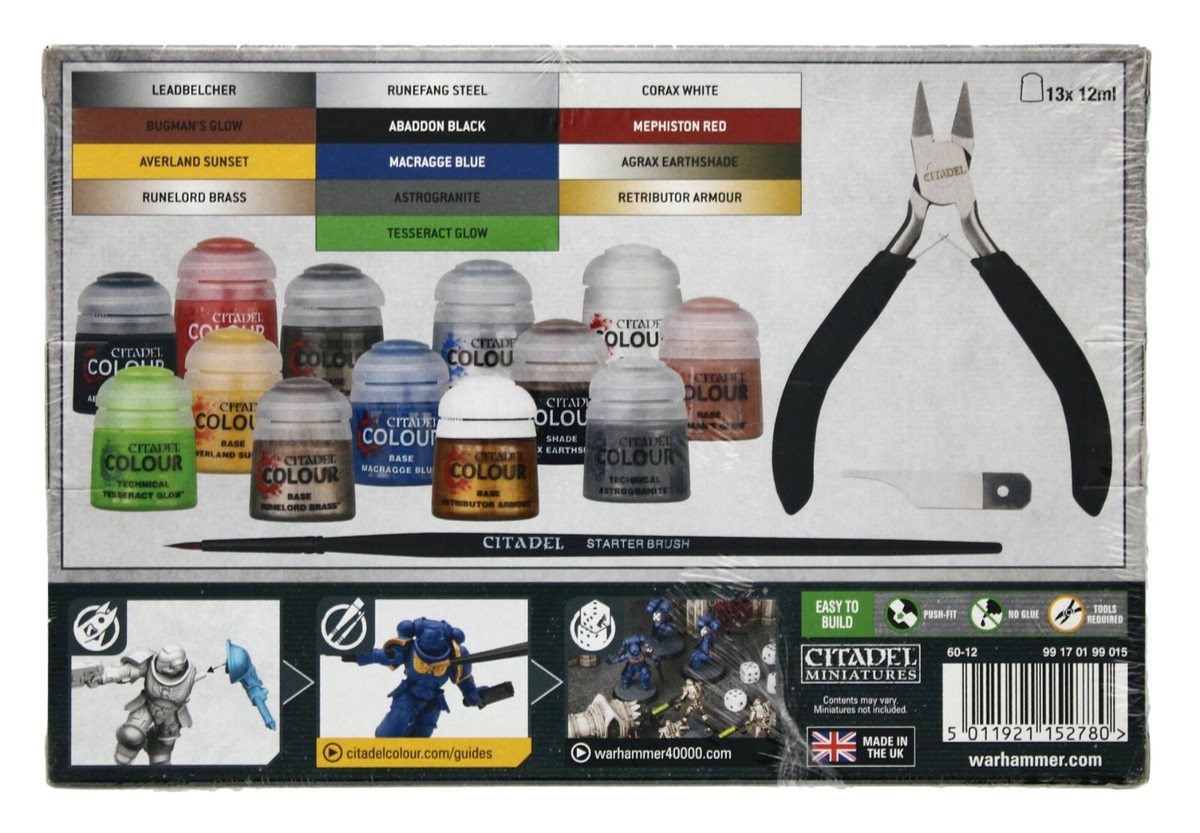 Warhammer Paints and Tools Set, 13 Pack Citadel Miniature