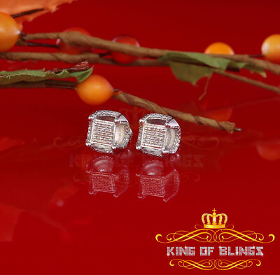 Women's 925 Sterling White Silver 0.15ct Diamond Square Stud Men's Earrings