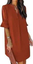 Summer Dresses for Women V Neck Ruffle Short Sleeve Casual Shift Dress