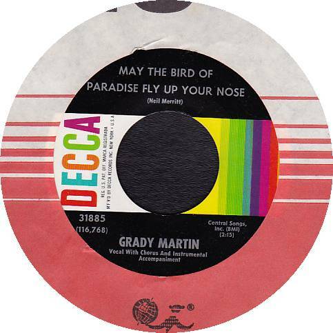 GRADY MARTIN 45 RPM - May the Bird of Paradise Fly up Your Nose | eBay