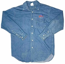 *VINTAGE* Planet Hollywood Chicago 90's Men's Denim Button Down; Made in USA; L