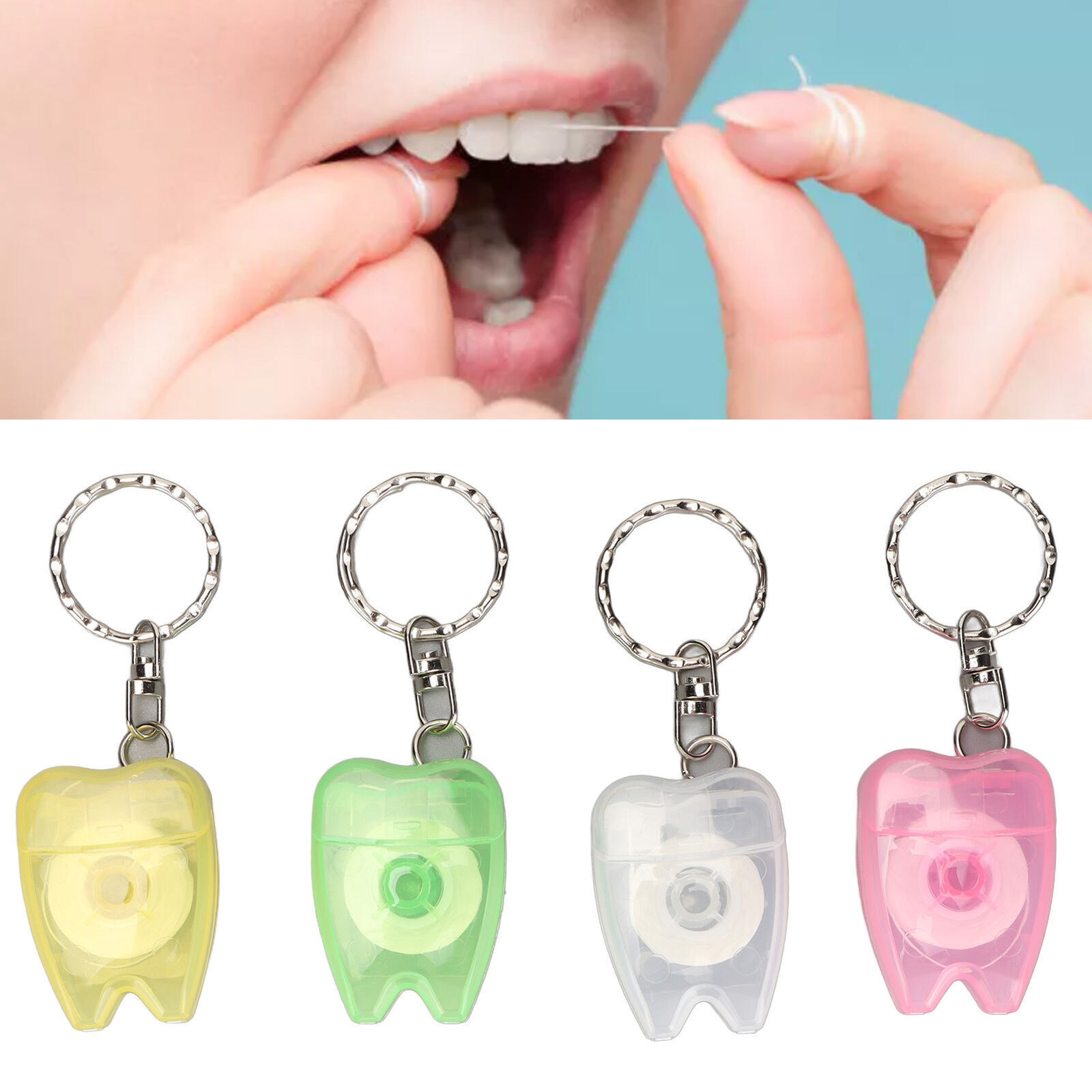 Cleaning Flosser Keychain Portable Oral Care Teeth Cleaner with Tooth Shape Box